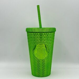 Starbucks 2023 Limited Edition Holiday Green Bling Stud Cold Tumbler 16oz NWT